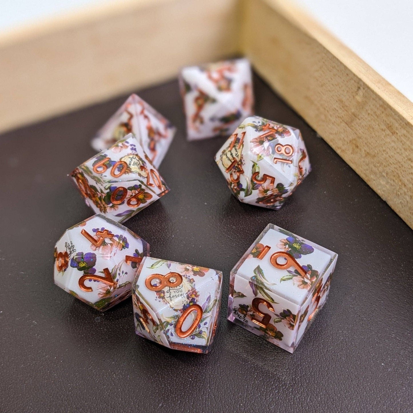 Copper Blossom - 7 Piece Luxury Dice Set - QuestChest