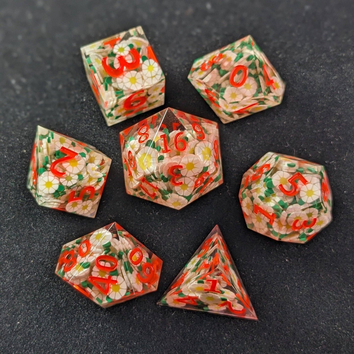 Sunshine Bloom - 7 Piece Luxury Dice Set - QuestChest