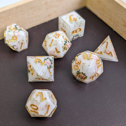 Gilded Garden - 7 Piece Luxury Dice Set - QuestChest