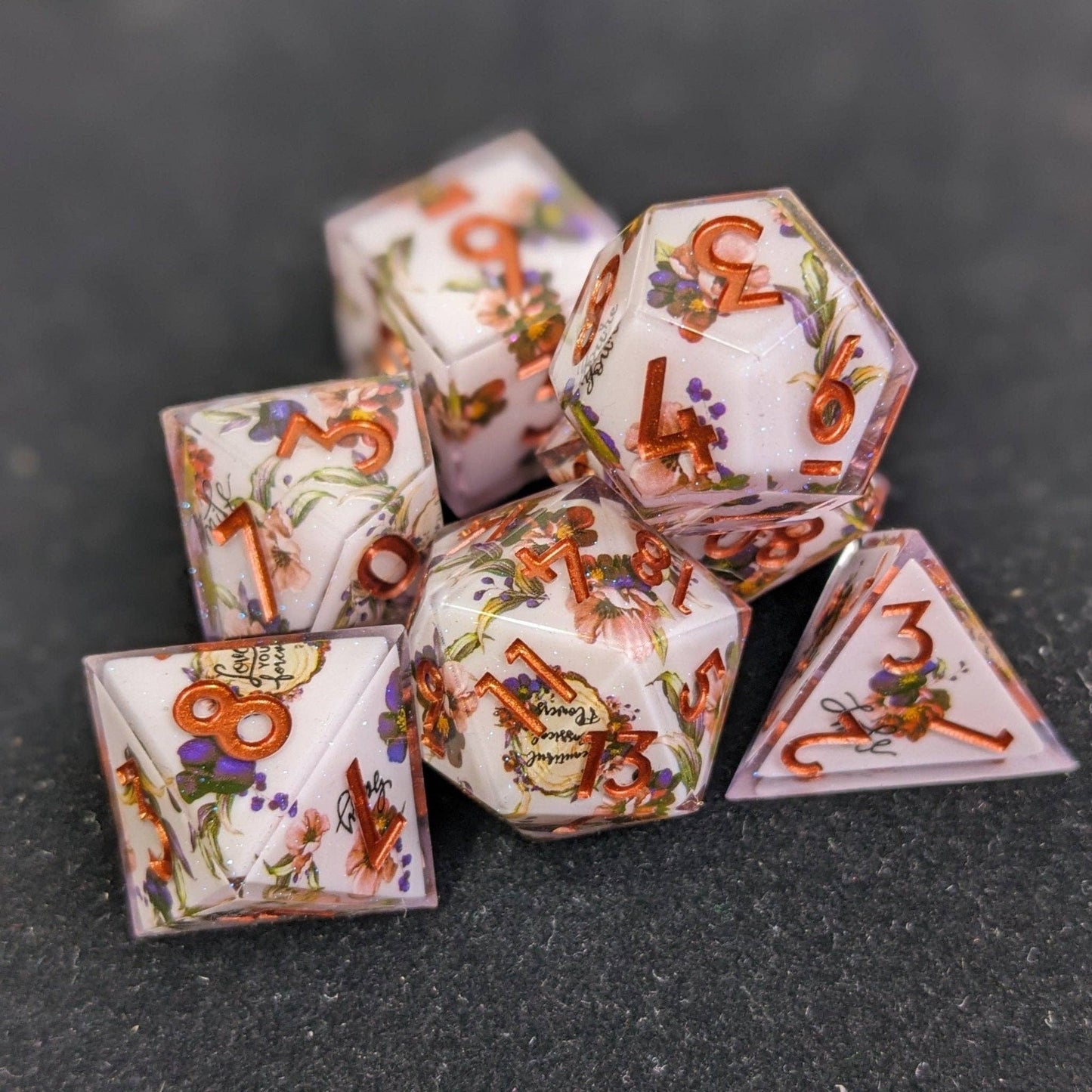 Copper Blossom - 7 Piece Luxury Dice Set - QuestChest
