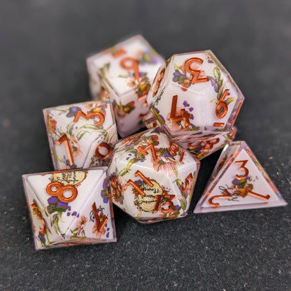 Copper Blossom - 7 Piece Luxury Dice Set - QuestChest