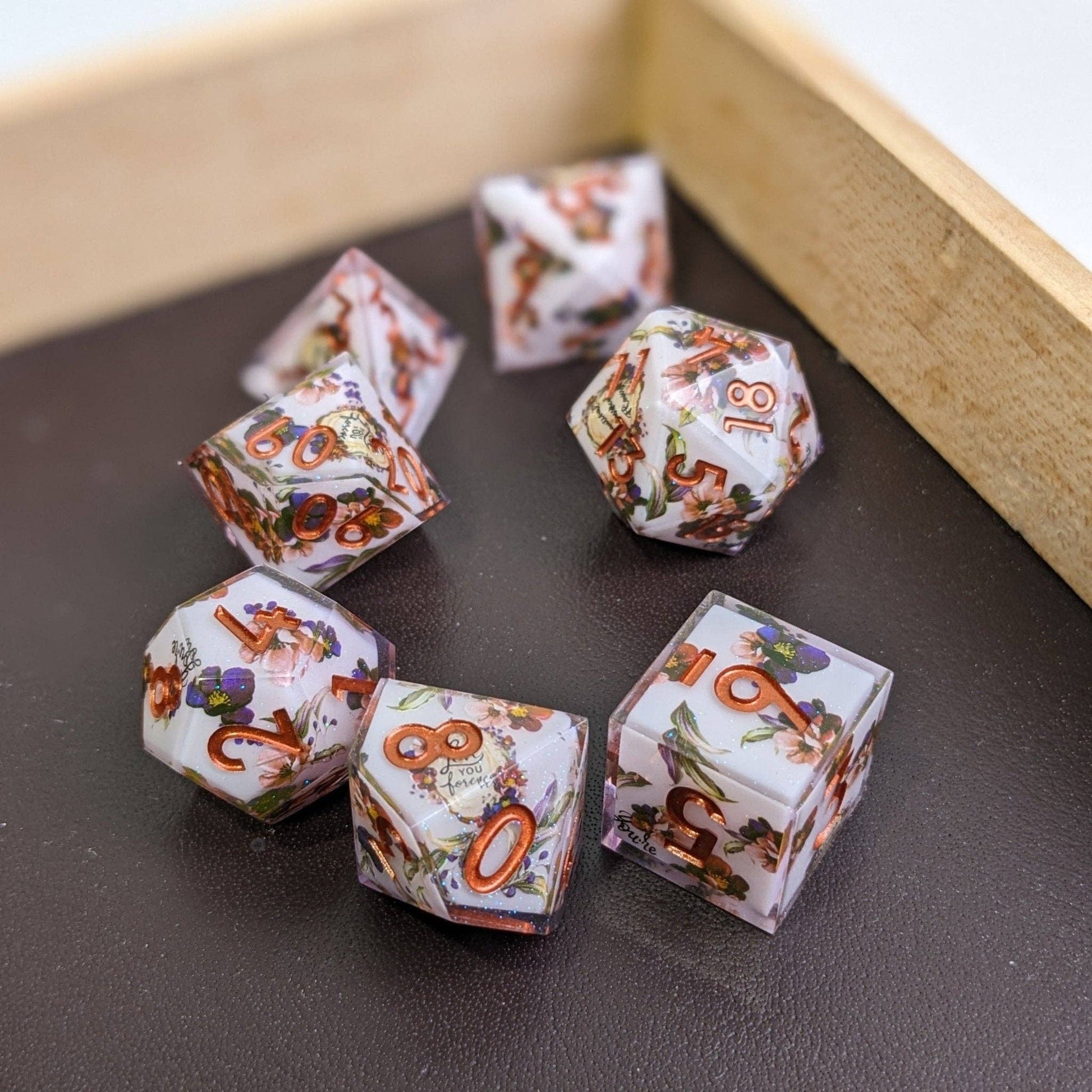 Copper Blossom - 7 Piece Luxury Dice Set - QuestChest