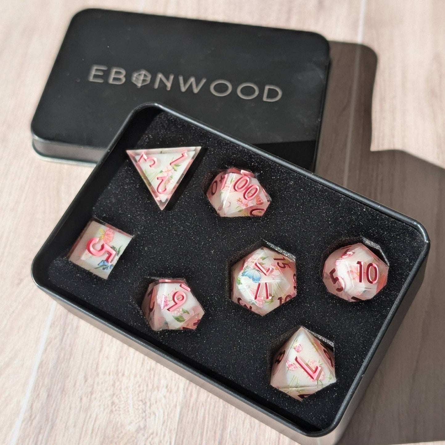Flutterfey Bloom - 7 Piece Luxury Dice Set - QuestChest
